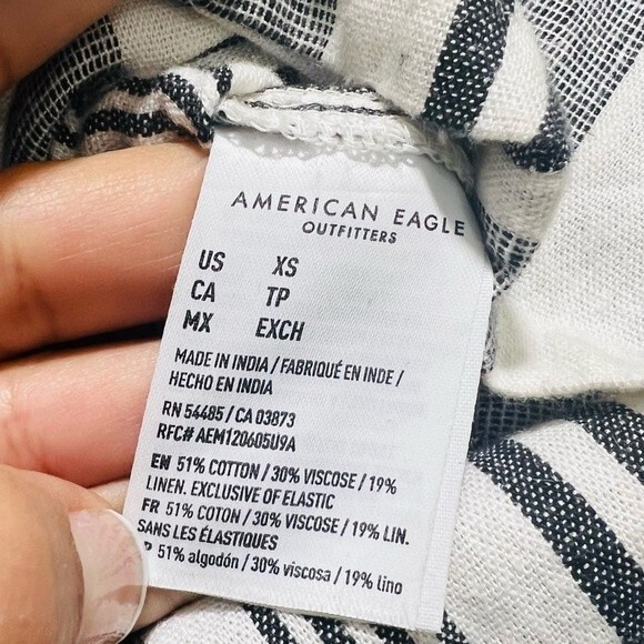 American Eagle Outfitters Striped Short Sleeve Jumpsuit with Tie Waist Size XS - Picture 11 of 13